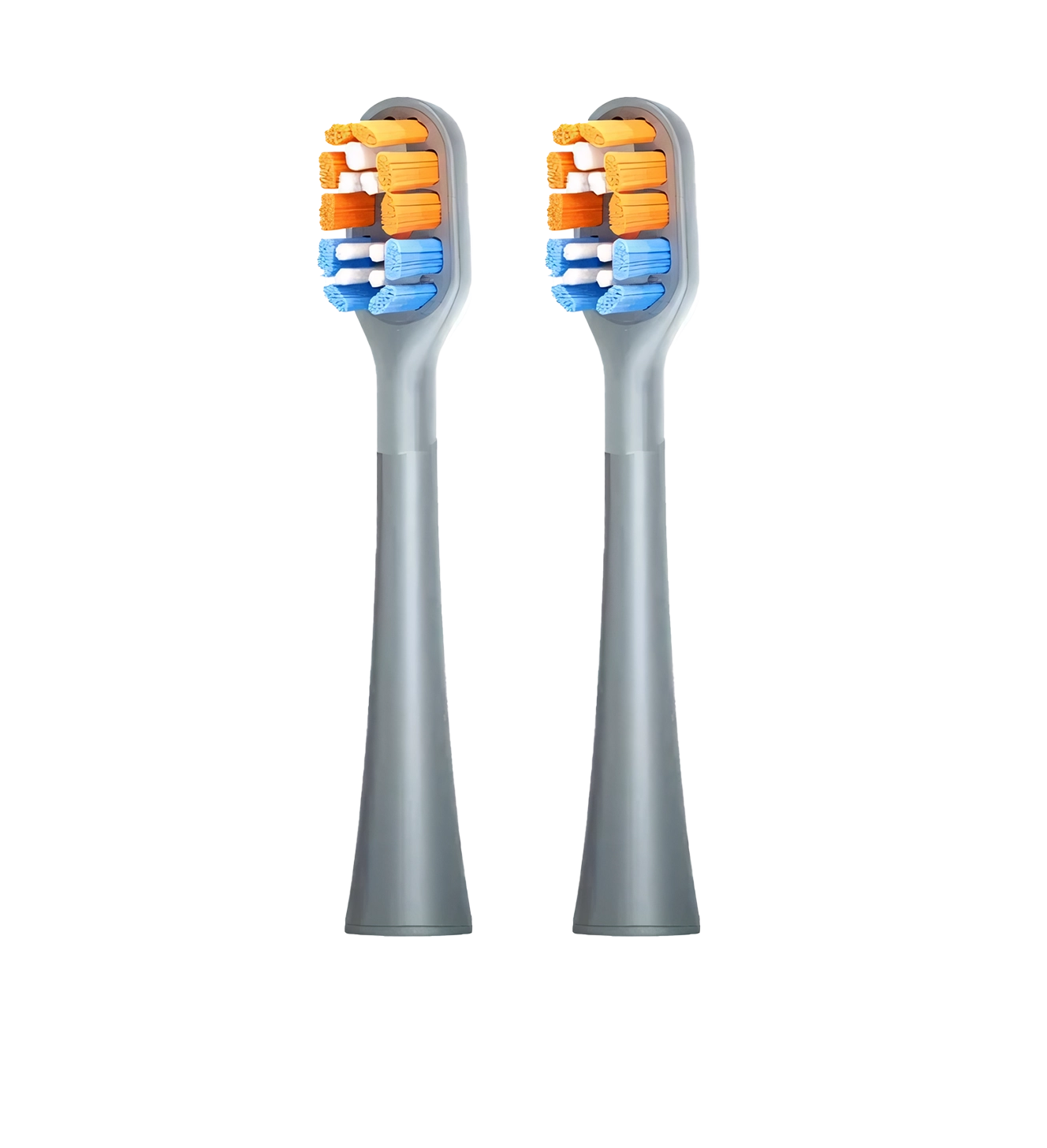 Two grey Super Clean brush heads for AirJet X3 electric toothbrush